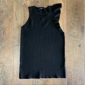 Zara knit black sleeveless with one flutter top size small